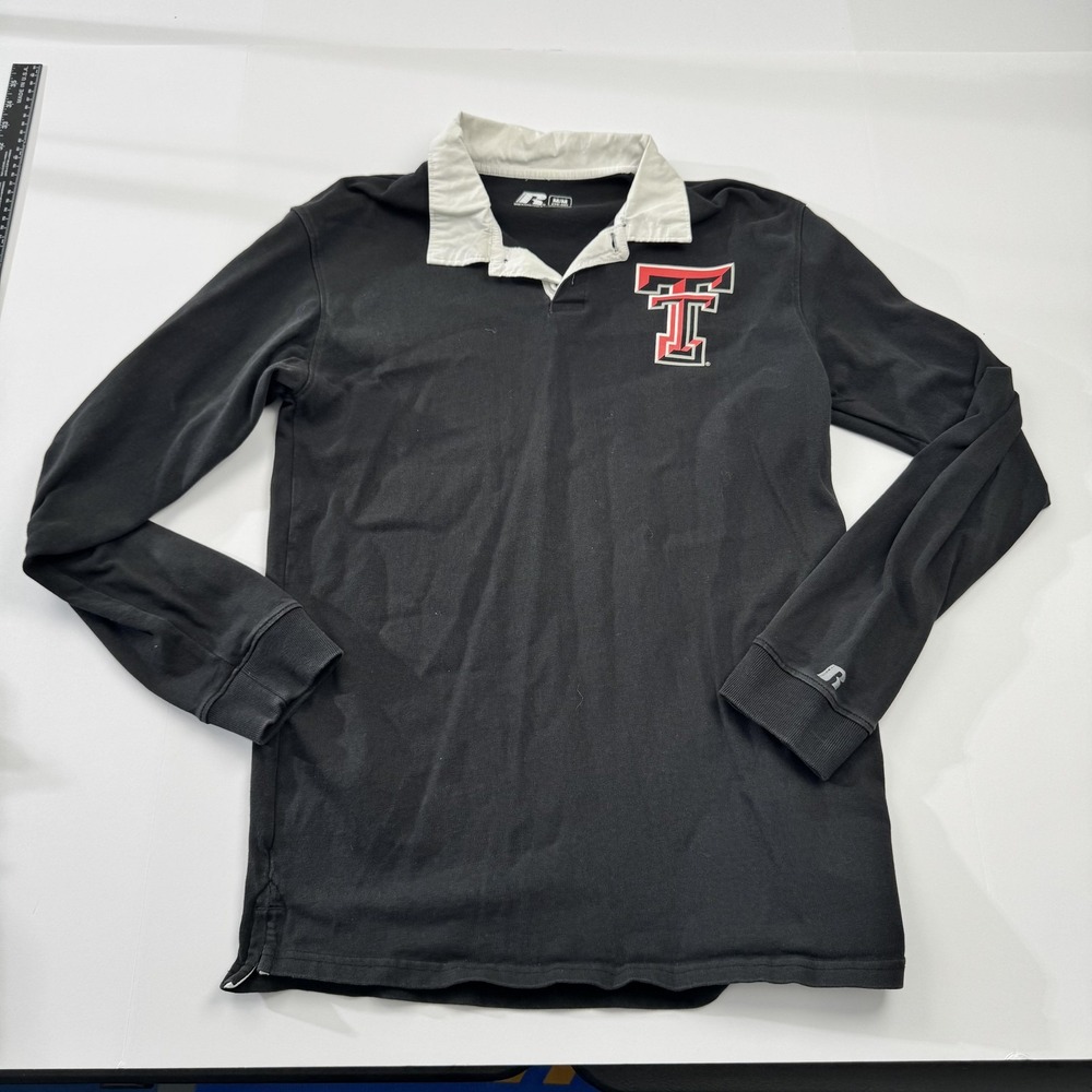 Russell Athletic Texas Tech Red Raiders Shirt Mens Medium NCAA Rugby Long Sleeve